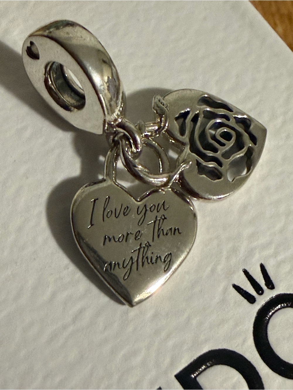 Pandora “I love you more than anything “ Silver Dangle charm